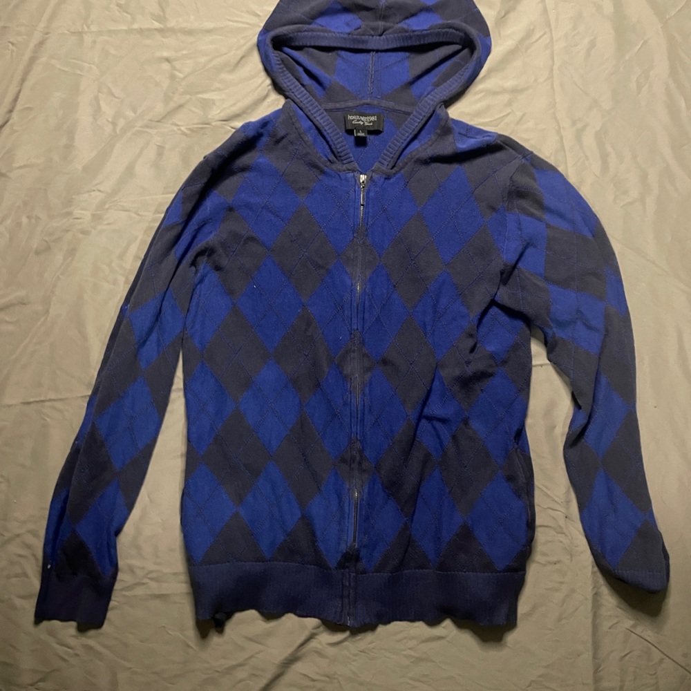 Blue Argyle zip up